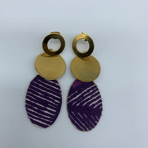 African Print Earrings-Metal Purple Variation - Lillon Boutique