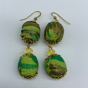 African Print Earrings-Ama Green Variation 2