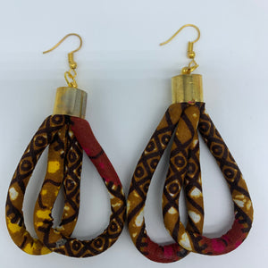 African Print Earrings-Sata Brown Variation 2