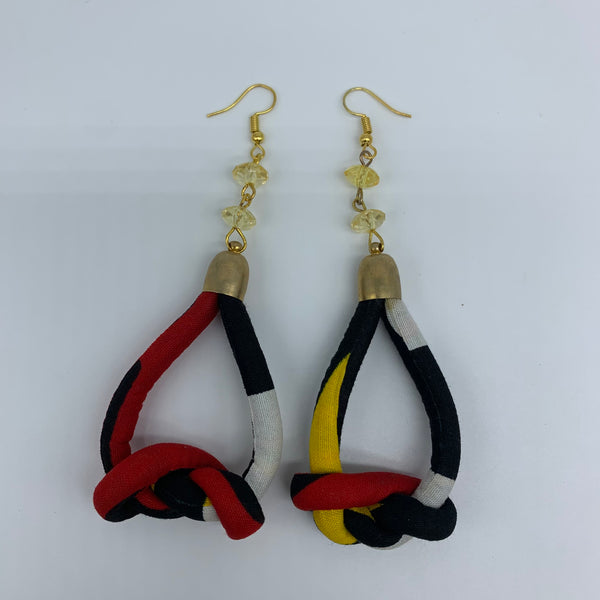 African Print Earrings-Knotted S Black Variation