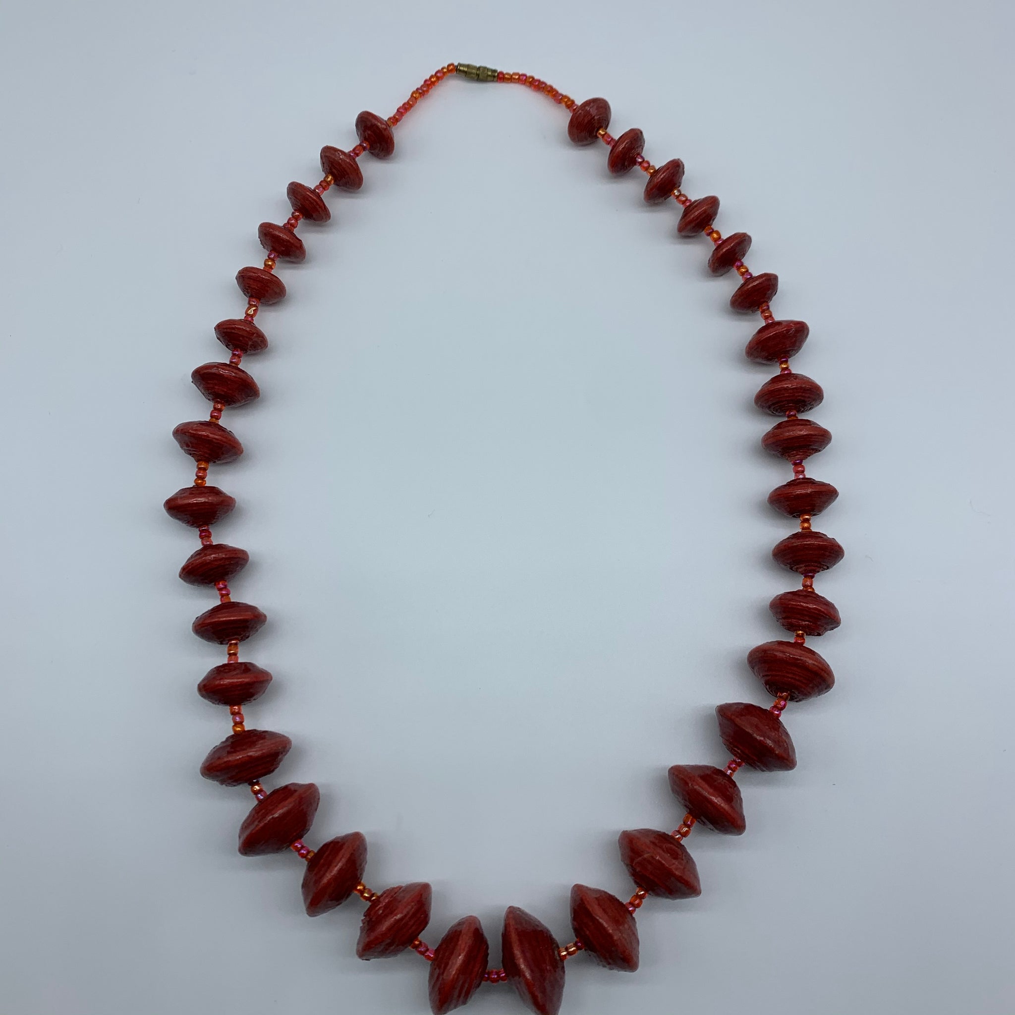 Recycled Paper Necklace with Beads-Red Variation - Lillon Boutique