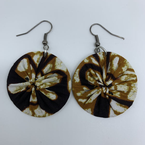 African Print Earrings-Round XS Brown Variation 22