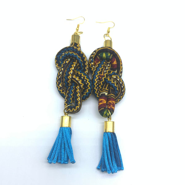 African Print Earrings-Knotted L Brown Variation 6