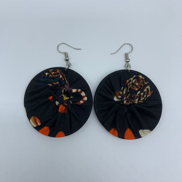 African Print Earrings-Round S Black Variation 8