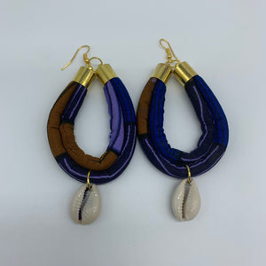 African Print W/Shell Earrings- IC Blue Variation 2