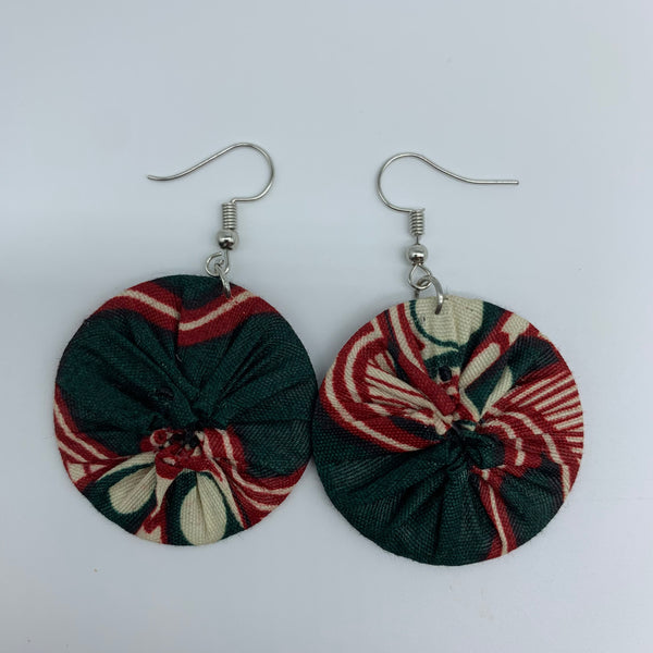 African Print Earrings-Round XS Red Variation 23