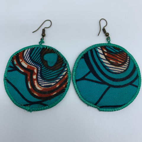 Sisal Earrings W/ Fabric -Green Variation