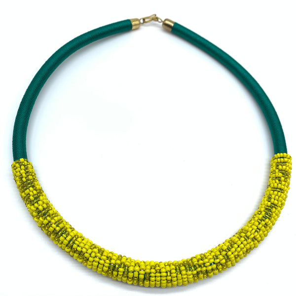 Beaded Thread  Bangle Necklace-Green Variation