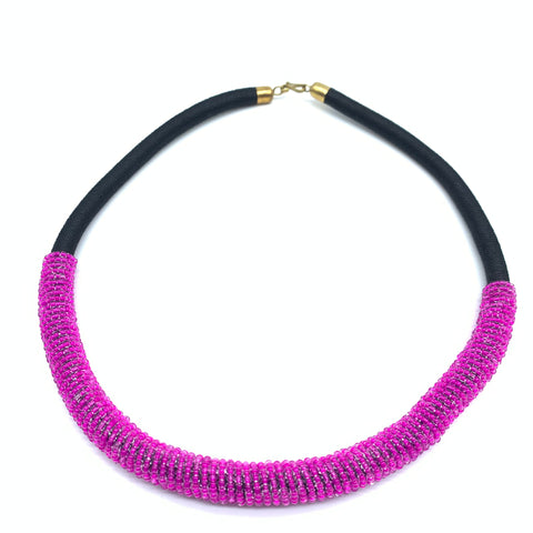 Beaded Thread  Bangle Necklace-Black Variation