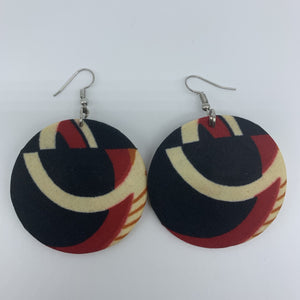African Print Earrings-Round S Black Variation 7 - Lillon Boutique