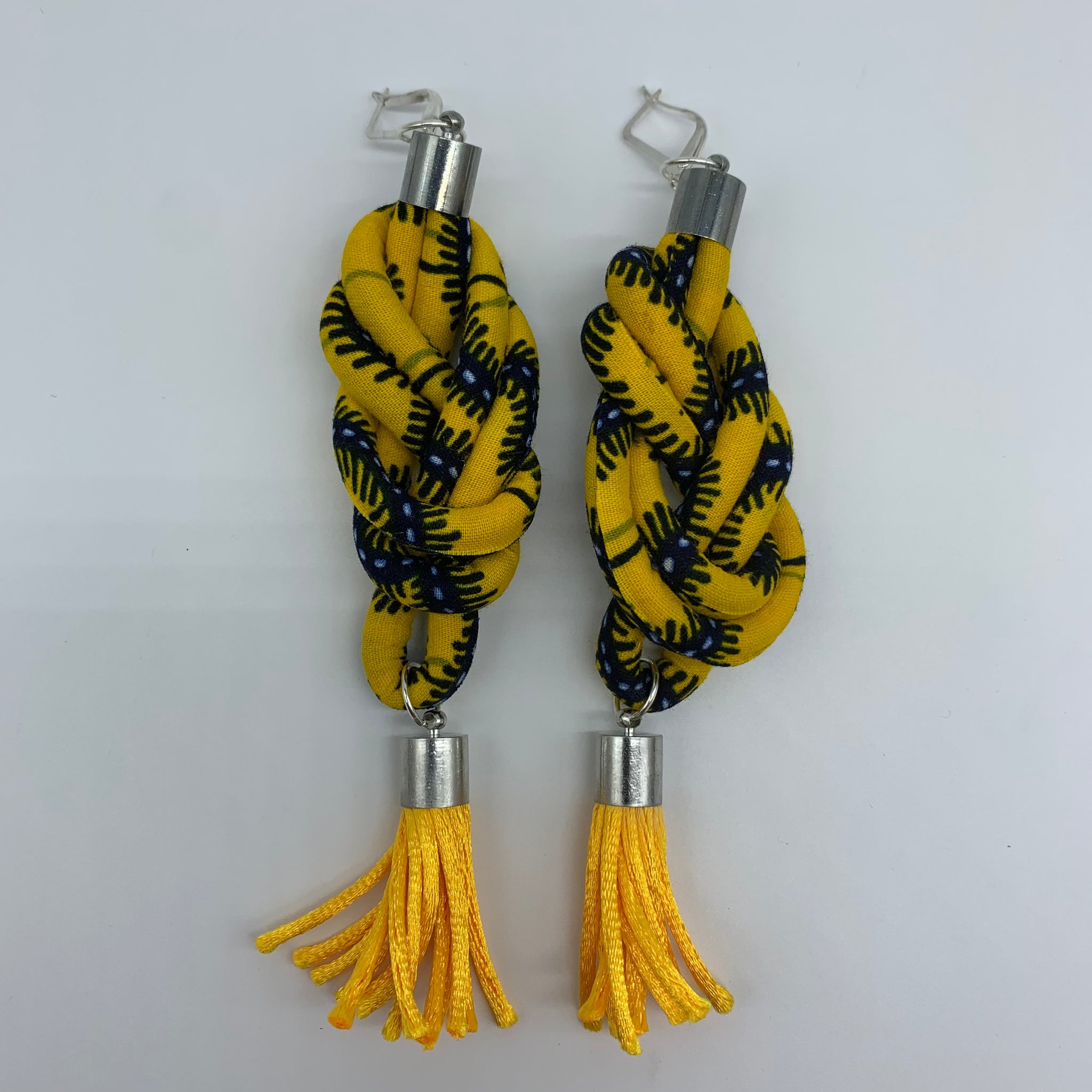 African Print Earrings-Knotted L Yellow Variation 6