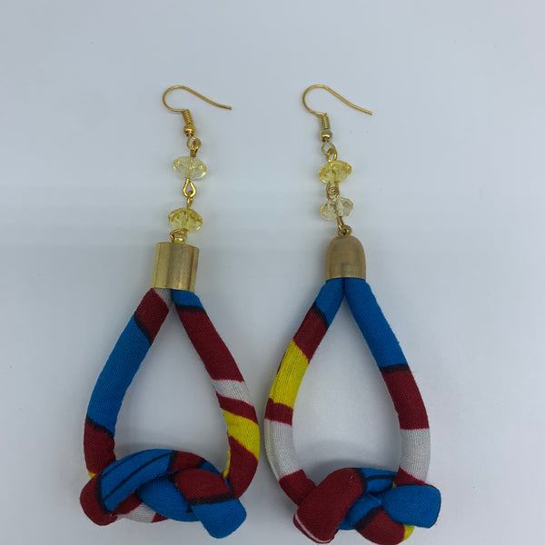 African Print Earrings-Knotted S Red Variation