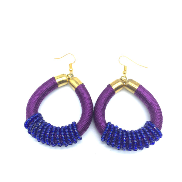 Thread Earrings W/Beads-Purple Variation 2