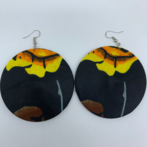 African Print Earrings-Round L Black Variation 2