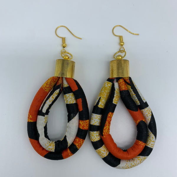 African Print Earrings-Yawa Orange Variation