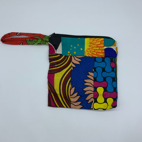 African Print Zoba Zoba Make Up Bag/ Pouch W/Handle-L Multi Colour 2 - Lillon Boutique