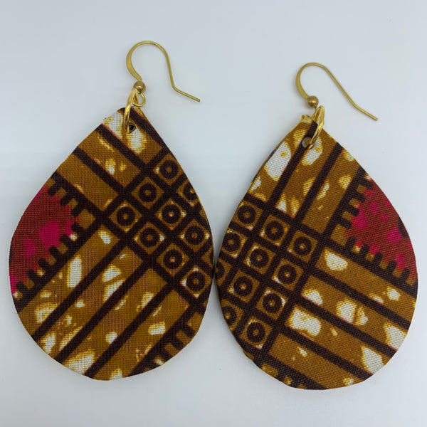 African Print Earrings-Luna Brown Variation