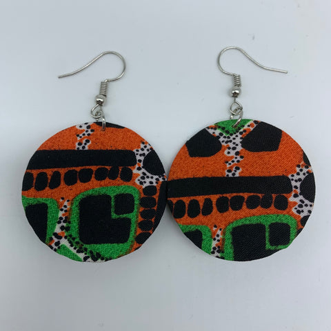African Print Earrings-Round XS Orange Variation 7