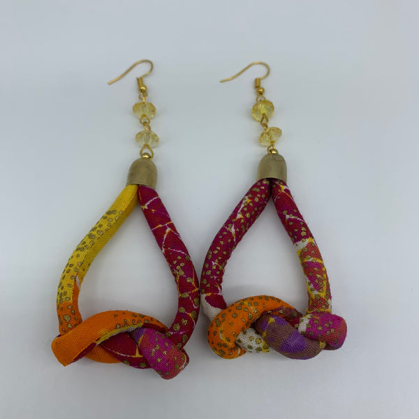 African Print Earrings-Knotted S Pink Variation 3
