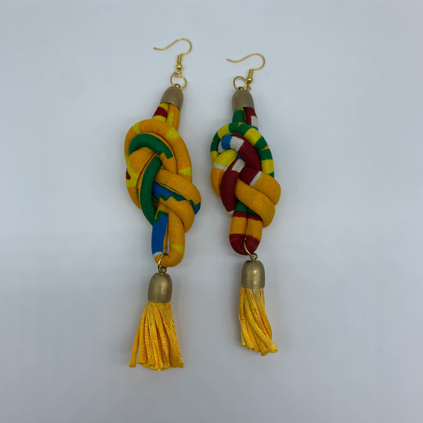 African Print Earrings-Knotted L Yellow Variation 5