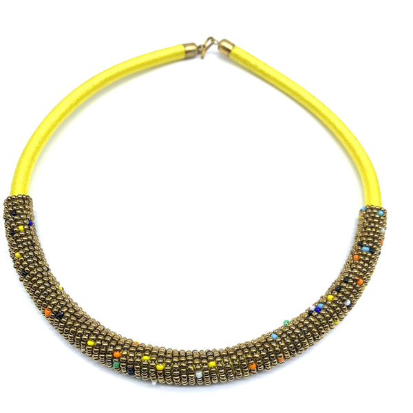 Beaded Thread  Bangle Necklace-Yellow Variation