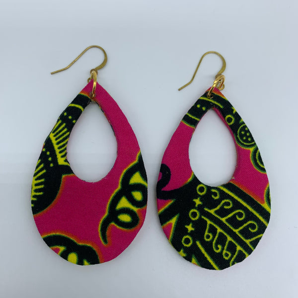 African Print Earrings-Muna Pink Variation