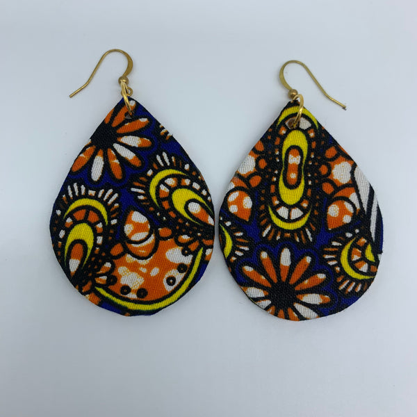 African Print Earrings-Luna Blue Variation