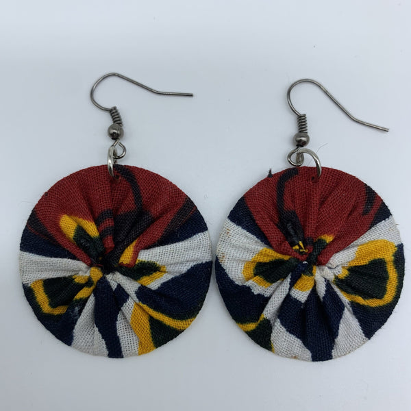 African Print Earrings-Round XS White Variation 4