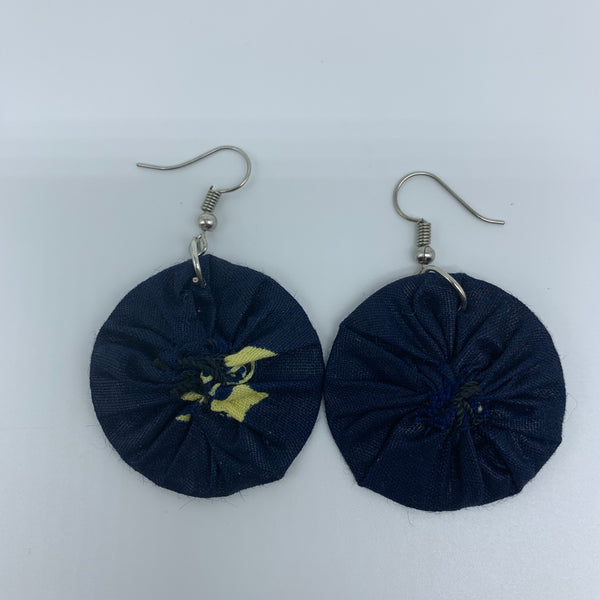 African Print Earrings-Round XS Blue Variation 21 - Lillon Boutique