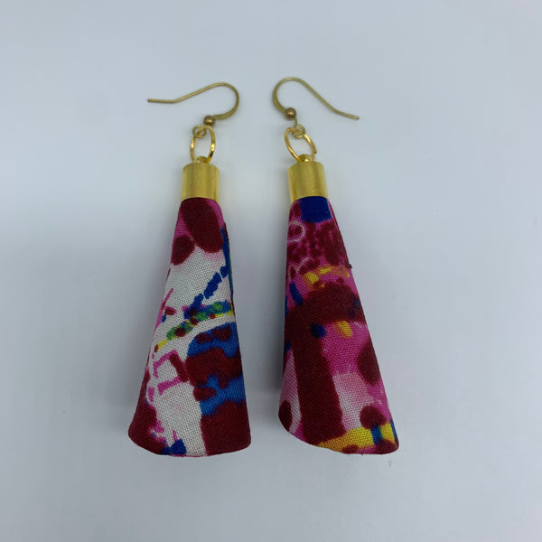 African Print Earrings- Ice Cream Cone Red Variation