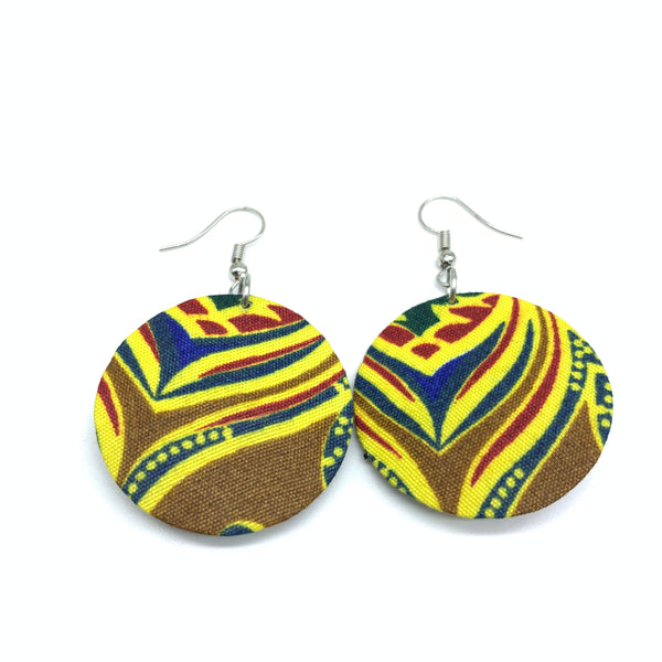 African Print Earrings-Round XS Yellow Variation 26