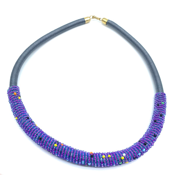 Beaded Thread  Bangle Necklace-Grey Variation 2