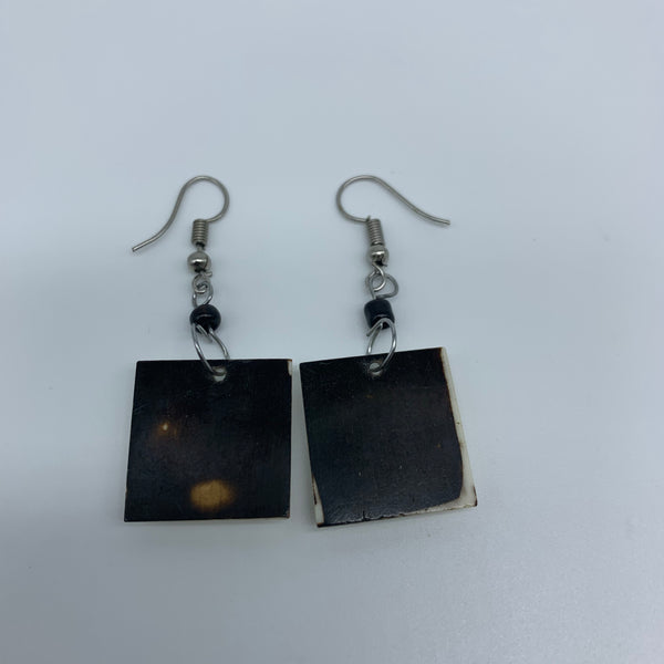 Cow Bone Earrings-Black and White Square - Lillon Boutique