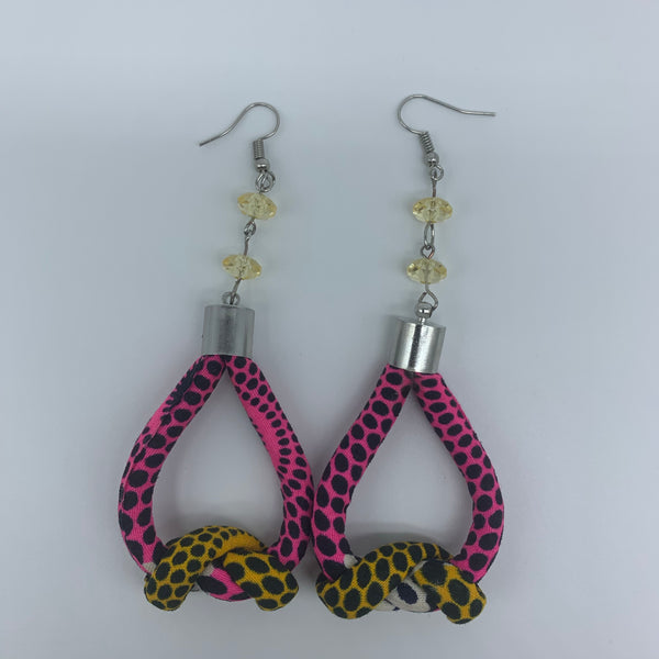 African Print Earrings-Knotted S Pink Variation - Lillon Boutique