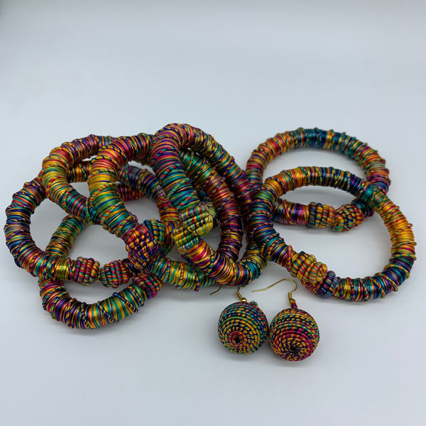 Thread W/Metal Bangle-Multi Colour 5