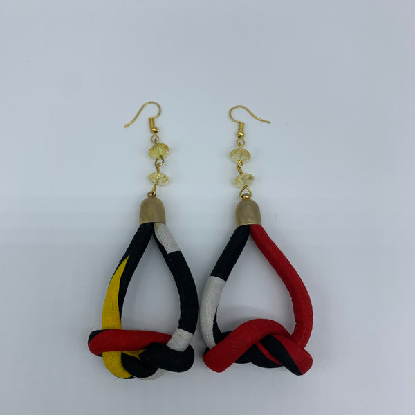African Print Earrings-Knotted S Black Variation