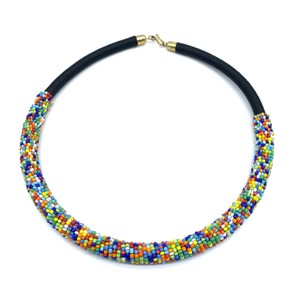 Beaded Thread  Bangle Necklace-Black Variation 2