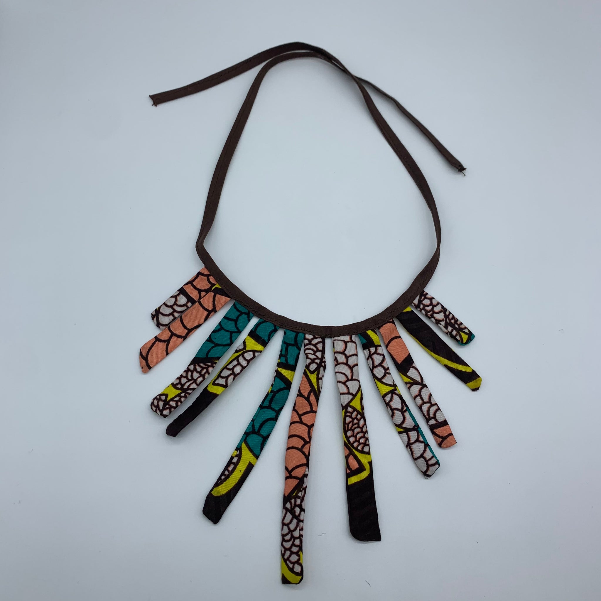 African Print Fabric Necklace -Brown Variation