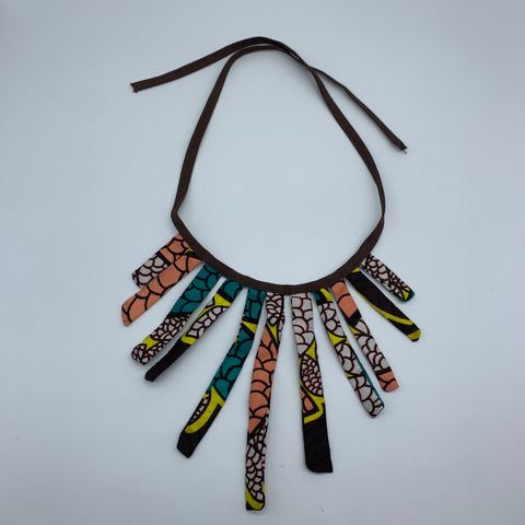African Print Fabric Necklace -Brown Variation