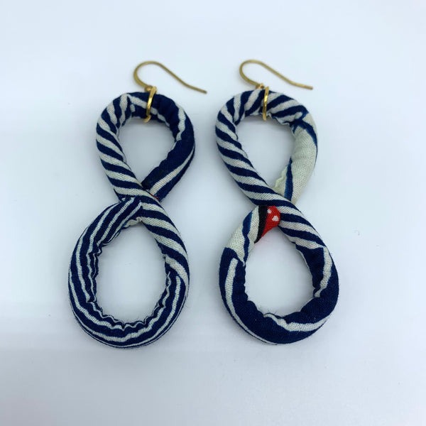 African Print Earrings-Number 8 Blue Variation 2
