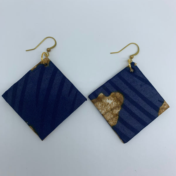 African Print Earrings-Square Blue Variation