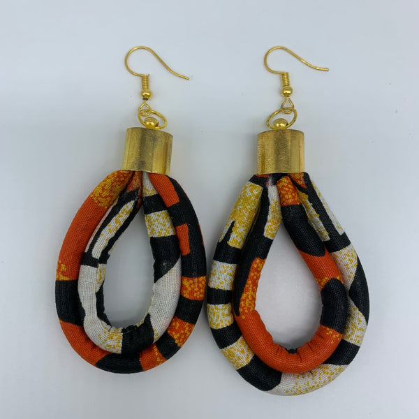 African Print Earrings-Yawa Orange Variation