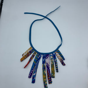 African Print Fabric Necklace -Blue Variation