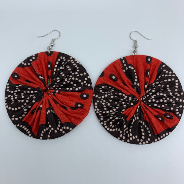 African Print Earrings-Round L Brown Variation 11