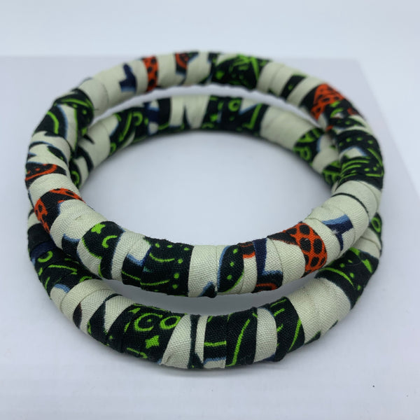 African Print Bangle-Green Variation 3 - Lillon Boutique