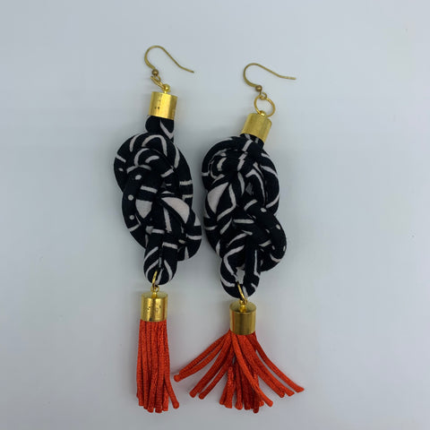 African Print Earrings-Knotted L Black Variation 3