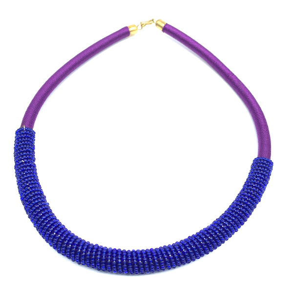 Beaded Thread  Bangle Necklace-Purple Variation