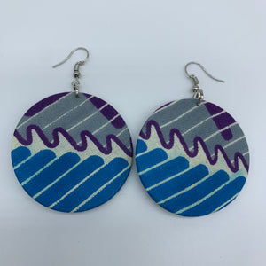 African Print Earrings-Round S Blue Variation 18