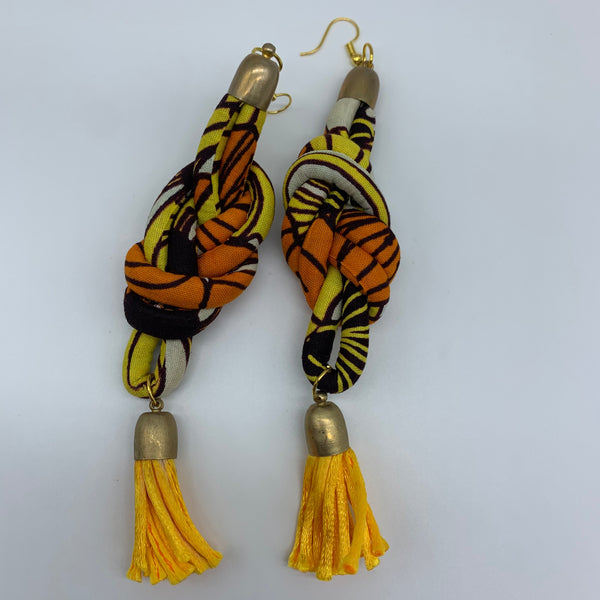 African Print Earrings-Knotted M Orange Variation