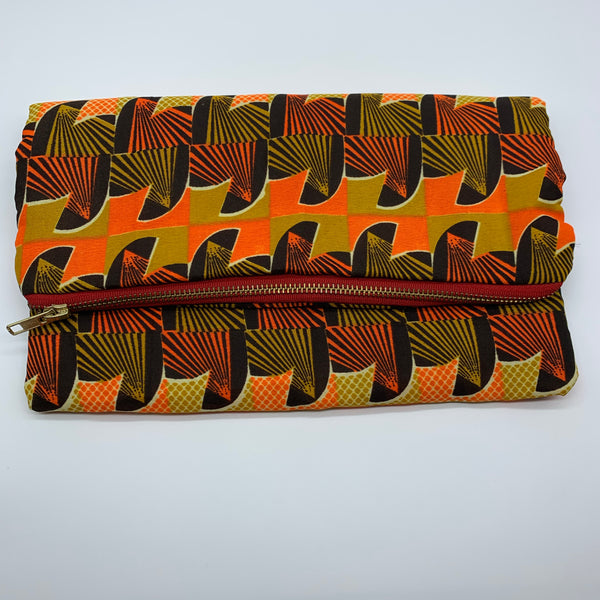 African Print Clutch- L Orange Variation - Lillon Boutique